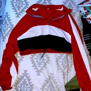 A cropped hoodie with drawstring